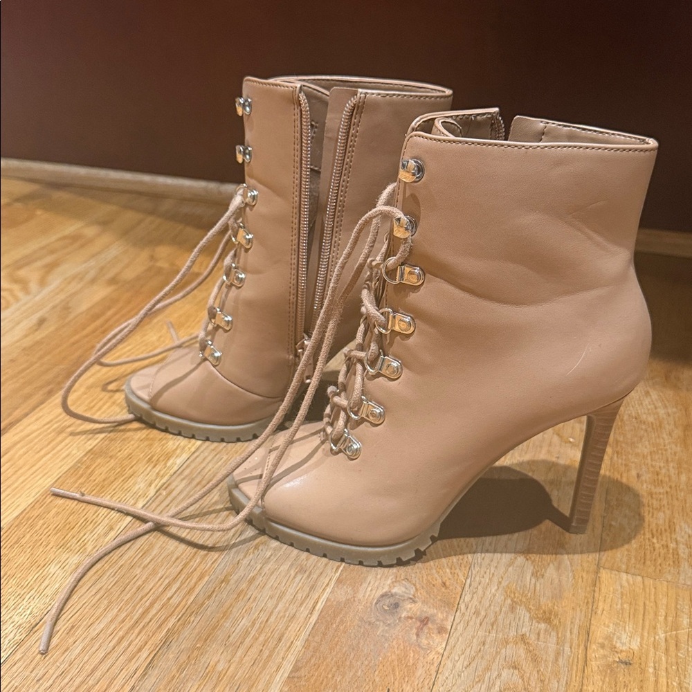 Stylish Tan Lace-Up Ankle Boots